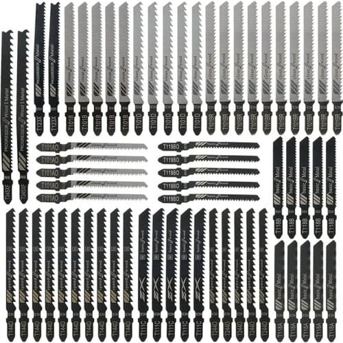 Jigsaw Blades T Shank Jigsaw Blades Set Assorted Jig Saw Blade Set Made with HCS/HSS for Wood Plastic and Metal Cutting