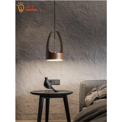 Chinese Luxury Modern Wood Grain Pendant Lights Simple Led Hanging Lamp Art Decor Home Bedroom Bedside Lamp Restaurant Study