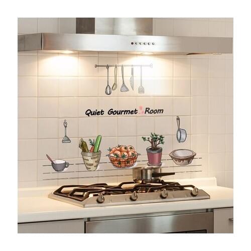 Kitchen Stickers Household Transparent Stove Oil Proof Self-adhesive Lampblack Machine Wall Wallpaper Home Decor Wall Decals