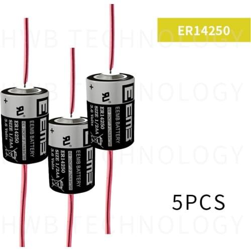 5pcs EEMB ER14250 1/2AA 3.6V 1200mAh Lithium Battery With welding Free Shipping
