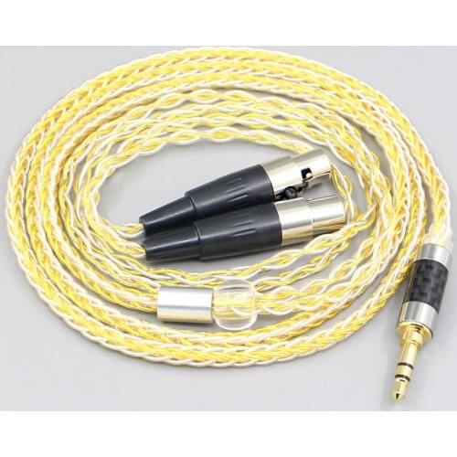 LN007332 8 Core Silver Gold Plated Braided Earphone Cable For Meze Empyrean Headphone