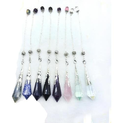 Natural Quartz Crystal Pendulum Pendant Energy Stone faceted Point Pendant Necklace Healing Crystal Stone Woman Jewelry Gifts