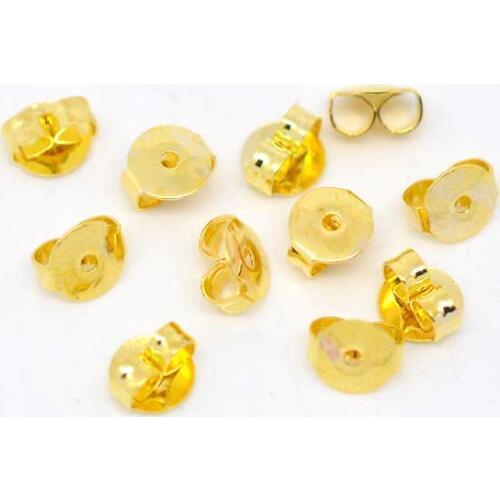 Copper Earring Findings Ear Nuts Post Stopper Round White Gold Color 5mm( 2/8") x 3mm( 1/8"), 150 PCs