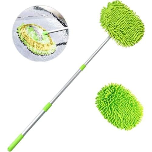 Multifunctional 2 in 1 Chenille Microfiber Car Wash Mop Cleaning Tools Brush Telescoping Long Handle Car Broom Auto Accessories