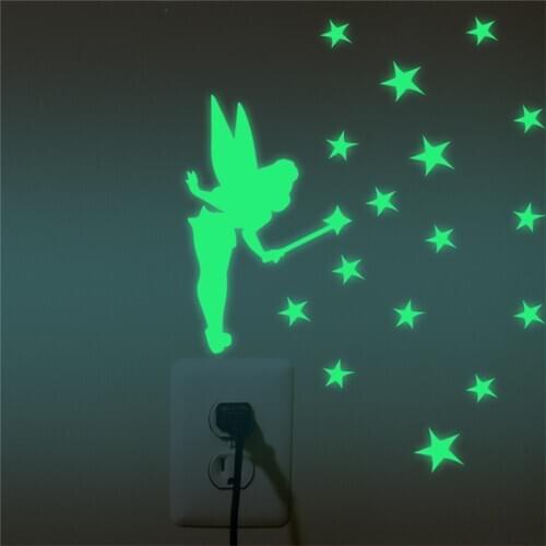 Cartoon switch sticker luminous wall sticker fluorescent fairy tale moon star sticker children room decoration home decoration