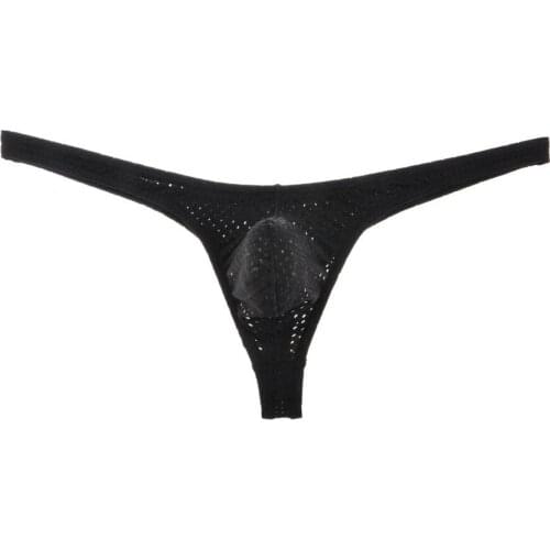 Mens 4 Way Stretch Thong Underwear Eyelets Mesh Micro Trunk G-String Hip Tangas