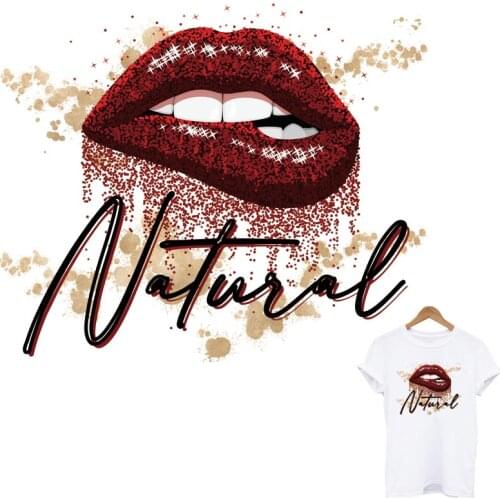 Nature Sex Lips Patches For Clothing Print-On Women T-Shirt Hoodies Iron On Heat Transfer Thermal Sticker Applique Decoration