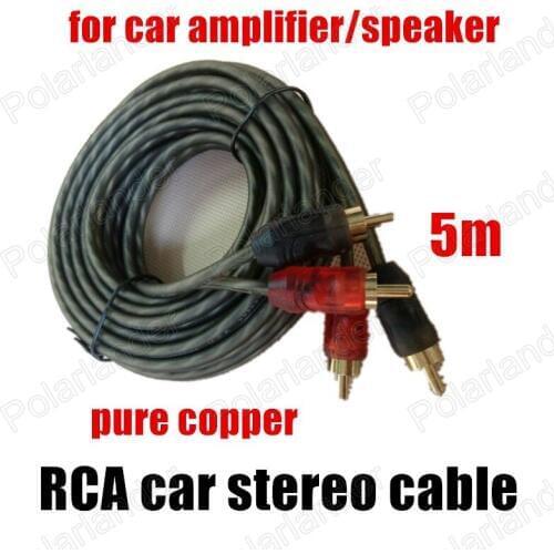 Lowest Price 5 meters RCA to RCA green Car audio Cable Extended stereo wire wholesale 1 pc for car amplifier speaker pure copper