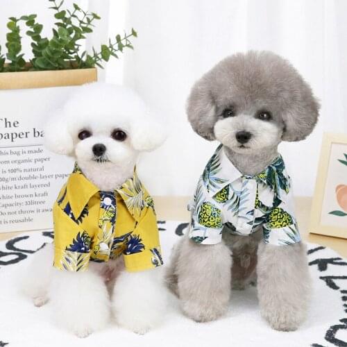 New summer Thin And Breathable Pets Fresh Hawaiian PineappleTshirt Puppy Dog Clothes for Small Pets Casual T Shirt Pug Costumes