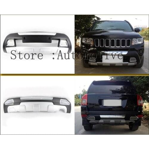For Jeep Compass 2011 2012 2013 Chrome Front + Rear high quality aluminum alloy plastic bumper before and after decoration