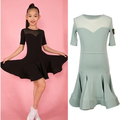 Latin Dance Dress Girls Competition Dress Stage Costume Professional Kids Samba Chacha Dance Practice Dress Latin Dancewear 4726