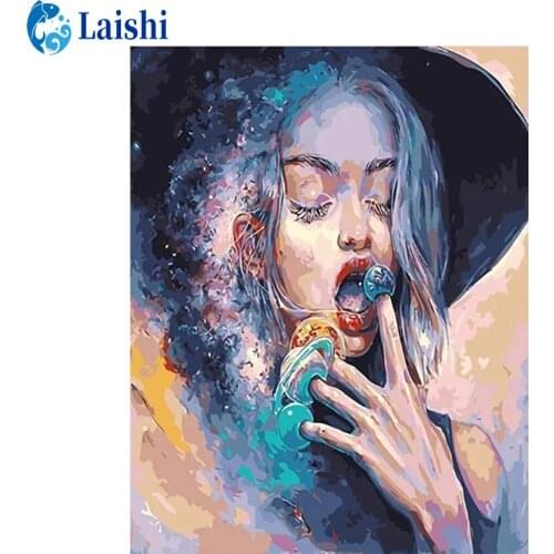 Full circle diamond painting Abstract colorful girl handmade Diamond drawing diamond embroidery mosaic art kit home decoration