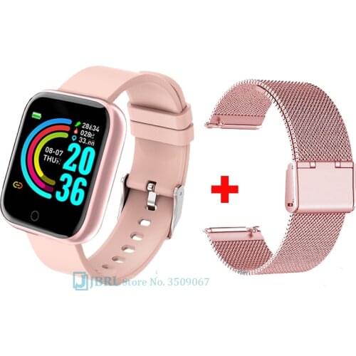 Lesfit Pink Smart Watch Women Men Smartwatch For Android IOS Silicone Strap Smart-watch Electronic Smart Clock Sport Watch Hours