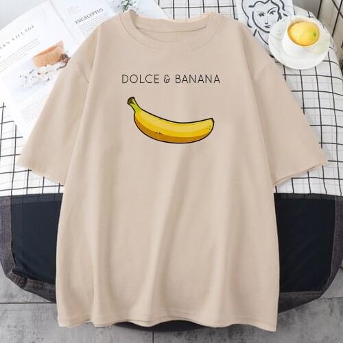 Ripe good-tasting Banana Print womens Tee Shirts 2021 New T Shirts Oversized Breathable Tee Shirt Spring Summer Women T-shirts