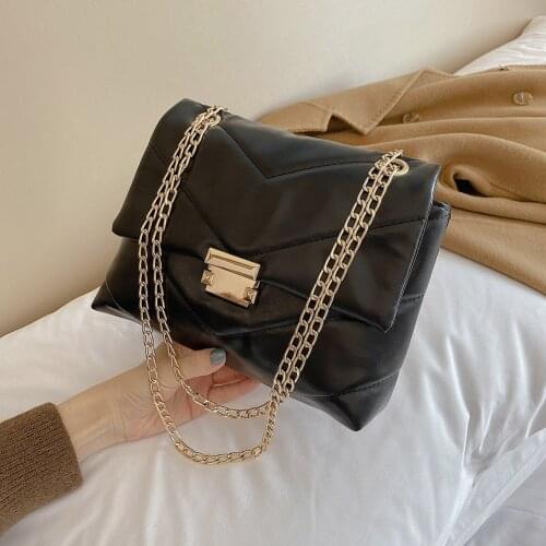 Embroidery Thread Small Chain PU Leather Crossbody Bags for Women 2021 Trend Hand Bag Womens Branded Trending Shoulder Handbags