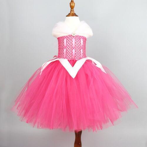 Hot Pink Fluffy Tutu Dress for Girls Princess Dresses Baby Birthday Party Tulle Costume Kids Halloween Costume 1-12Y