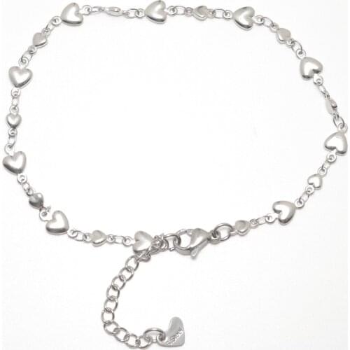 304 Stainless Steel Anklet Silver Color Heart For Women Leg Chain Summer Beach Foot Jewelry 21.8cm(8 5/8") long, 1 Piece