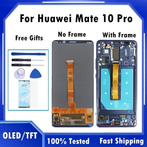 6.0" OLED Qaulity For Huawei MATE 10 Pro MATE10 Pro ALP-L09 ALP-L29 LCD Display Digitizer Touch Screen Panel Glass With Frame