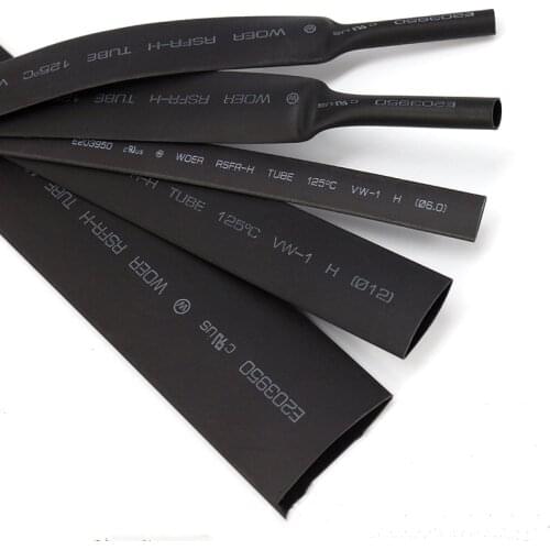 1meter 2:1 Black 15mm 16mm 18mm 20mm 25mm 28mm 30mm 35mm 40mm Heat Shrink Heatshrink Tubing Tube Wire Dropshipping
