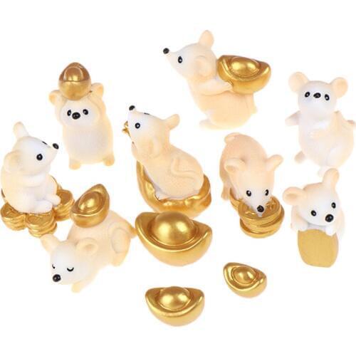 1Pc Money Fortune Cartoon Mouse Bear Rich Mice Small Statue Little Figurine Crafts Cute Animal Dollhouse Furniture Toys