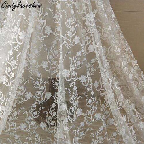 1Yard 3D Embroidery Net Lace Fabric For Wedding Dress Womens Dress White African French Tulle Lace Materials Garment Accessories