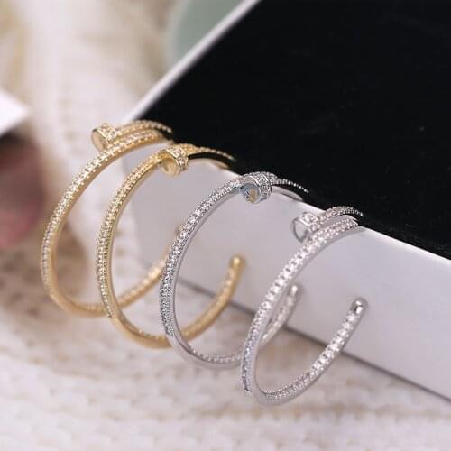 5pcs Wholesale Jewelry for Women Girls Christmas Gift AAA Zircon Hoop Earring 925 Gold Silver Color Simple Nail Circle Earrings