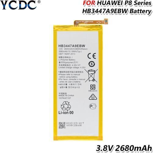 100% New Original YCDC High Quality Battery HB3447A9EBW For Huawei Ascend P8 GRA-L09 TL00 UL10 CL10