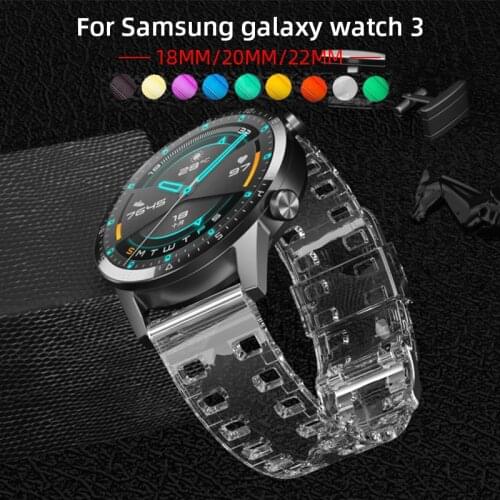 18 20 22mm Silicone Transparent Straps for Samsung Galaxy Watch 3 45/41mm Band Gear S3 Replacement for Huawei GT 2e Honor Magic