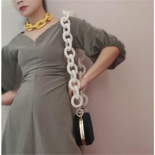 2020 fashion abs pearl hand weaving catwalk bag chain chain