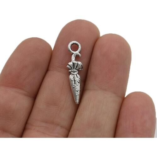 40PCS Silver Plated Umbrella Charms Pendants for Jewelry Making Bracelet DIY Accessories 26x7mm