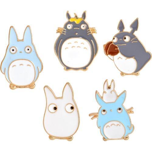 5 Styles Cute Totoro Enamel Pin Cartoon Animal Chinchillas Brooch Denim Jeans shirt bag Kawaii Jewelry gift for Friends Children