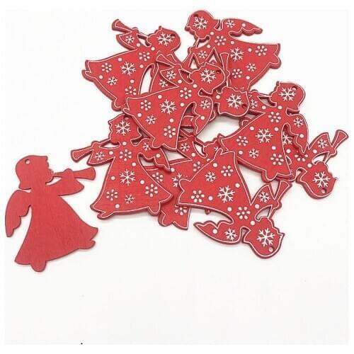 8 Pcs Red And White Angel Sika Deer Tree Pendants With Holes Christmas Decoration