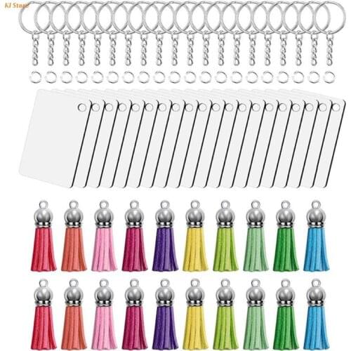 80 Pieces Sublimation Blank Products Batch Heat Press Transfer Double-sided Printing Keychain Blank Tassel Key Ring