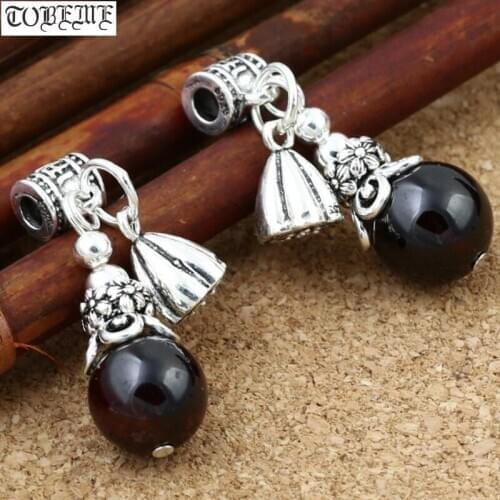 925 Silver Charm Bohemia Lotus Flower Bracelet Charm Beaded Jewelry Charms DIY Bracelet