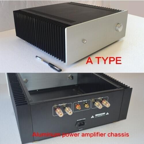Aluminum DIY Power Amplifier Chassis Class A Case with Radiator Power Amplifier Box Audio Shell with RCA Terminal 430*145*406MM