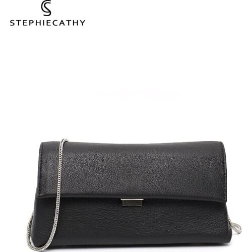 SC 2021 Brand Design Genuine Leather Women Baguette Bag Luxury Chain Shoulder Flap Handbags Ladies Small Cowhide Crossbody Purse