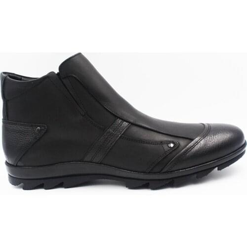 Mens Black Genuine Leather Step-in Casual Boots Fsc3532siyah