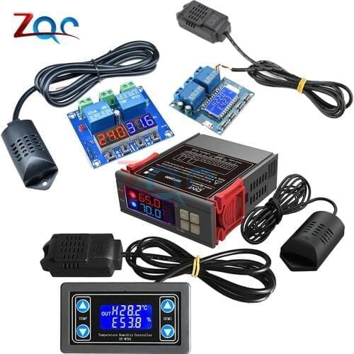 LED/LCD Digital Temperature Humidity Controller Thermostat Humidistat Thermometer Hygrometer for Aquarium Refrigerator