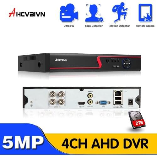HCVAHDN 4CH 4MP 5MP 6-in-1 AHD Digital Video Recorder 2560*1920P Super HD DVR ONVIF USB 3G WIFI Motion Detection H265 Cloud P2P
