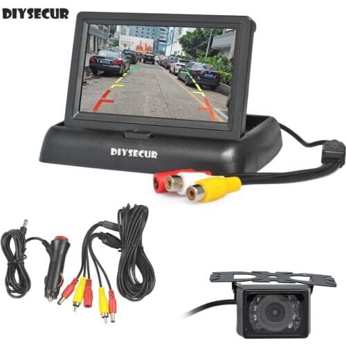 DIYSECUR 4.3 Inch Car Reversing Camera Kit Back Up Car Monitor LCD Display HD Car Rear View Camera