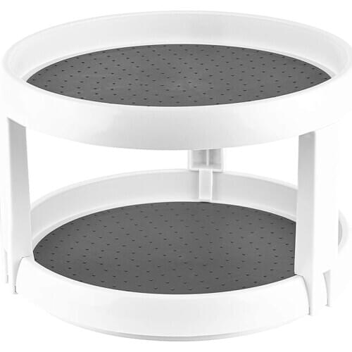 Two Level Storage Turntable - Multi Level Rotary Kitchen Spice Manager for Cabinets, Pantries, Bathrooms, Refrigerators