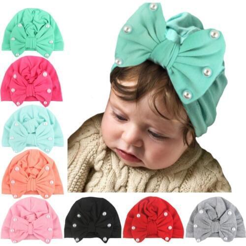 Newborn Baby Cotton Hat Toddler Infant Girls Boys Solid Bowknot Hats Baby Accessories Childs Cap Photography Props