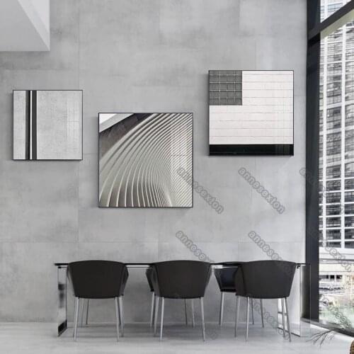 Nordic Style Canvas Painting Poster Abstract Architectures High Buildings and Window Red Blue Gray Colors for Home Rooms Decorat