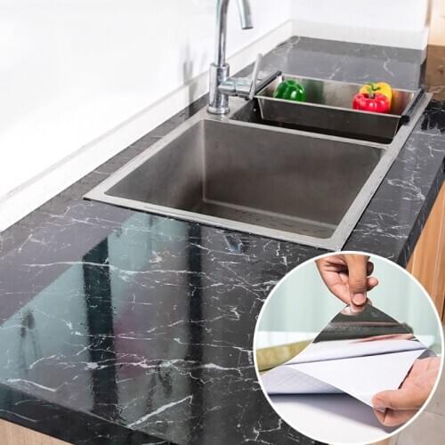 Classic Marble PVC Self Adhesive Wall Paper DIY Waterproof Wallpaper Oilproof Decorative Film Furniture Stickers Kitchen Cabinet