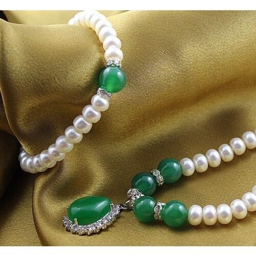 Fashion Classical Real Freshwater Pearl Jewelry Set, Necklace Bracelet Earrings Jewellery Set Accessory for Charm Women