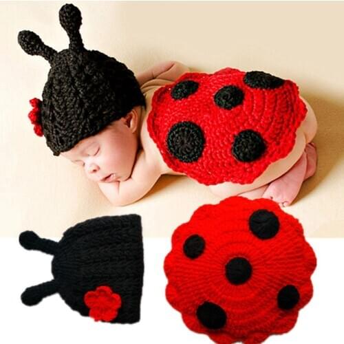 Photo Photography Props Set Newborn Baby Cute Insects Knit Crochet Costume Baby Girl Boy Knit Outfit Clothes Для Новорожденных