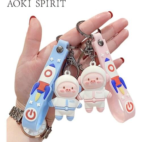Piggy Astronaut Keychain Pendant Cute Cartoon Piggy Spacesuit Mobile Phone Car Backpack Ornaments Fun Keyring Accessories