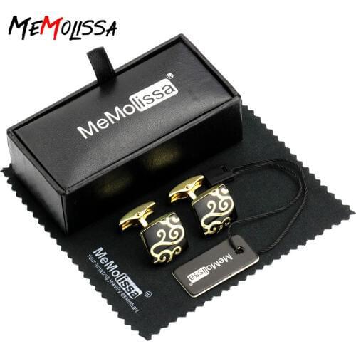 MeMolissa Gold Square Lucky Veins Wedding Cufflinsk for mens Jewelry Gemelos