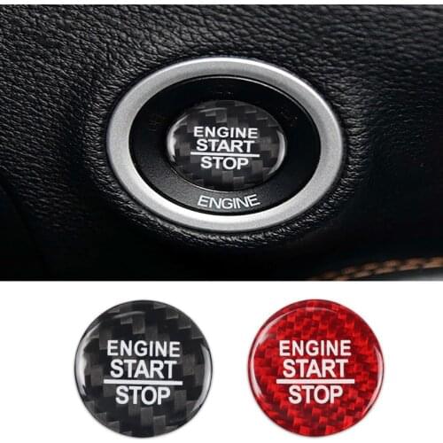 Real Carbon Fiber Car Engine Start Stop Button Cover Sticker For Dodge Challenger SRT