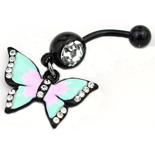 New Fashion Personality Sexy Colorful Butterfly Belly Rings for Women Body Piecing Jewelry